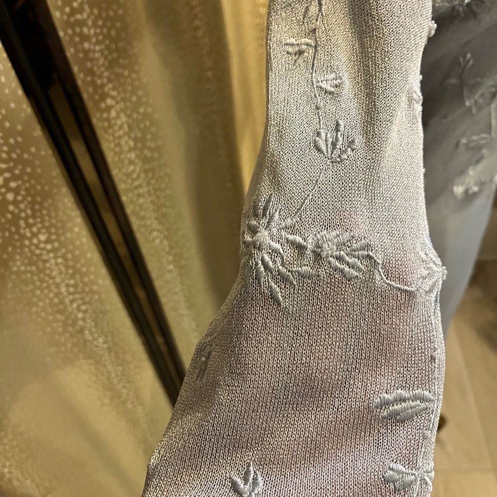 Tahari Light Gray Shimmery Knit Dress - Picture 4 of 16